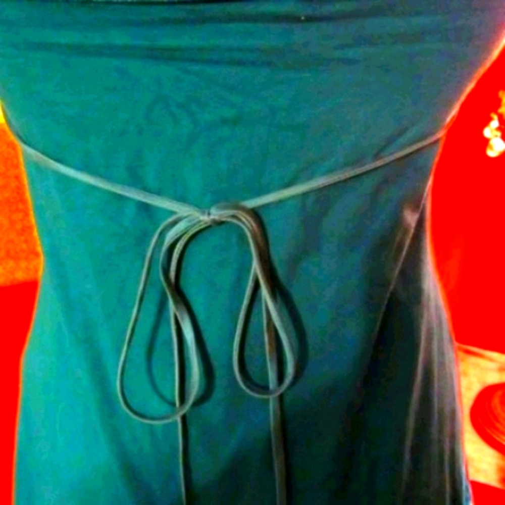 💋 Sexy Vintage Dark Teal Deep Plunge Babydoll Cami Tank Top -SP - Picture 6 of 7